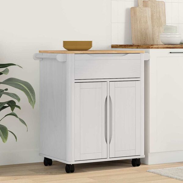 vidaXL Kitchen Trolley White 72.5 x 45 x 80 cm Solid Pine Wood