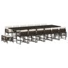 vidaXL 17 Piece Garden Dining Set with Cushions Brown Poly Rattan