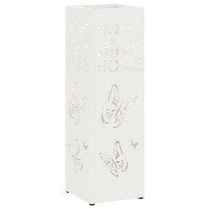 vidaXL Rain Umbrella Stand White 15.5 x 15.5 x 49 cm Steel