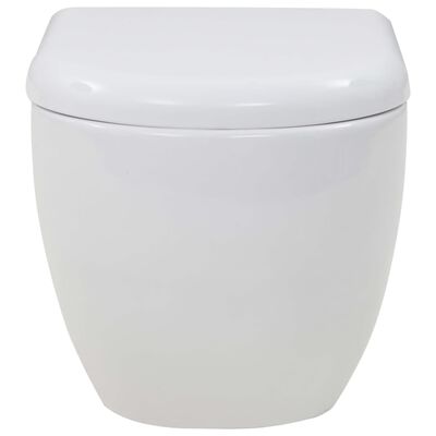 vidaXL Wall-Hung Toilet with Concealed High Cistern Ceramic
