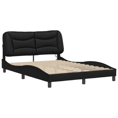 vidaXL Bed Frame with LED Lights Black 120x200 cm Faux Leather