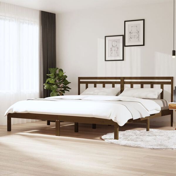 vidaXL Bed Frame without Mattress Honey Brown Solid Wood 200x200 cm (810040+814117)