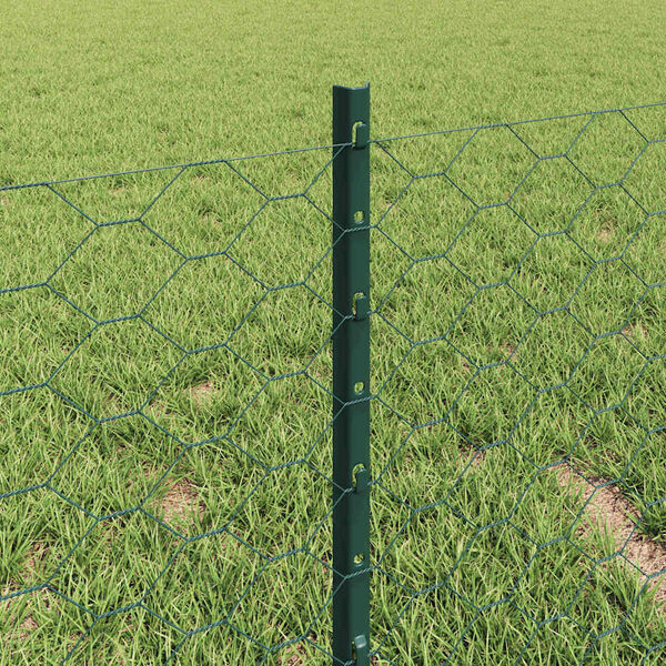 vidaXL Fence with Post Green 0.4 x 10 m Steel and PVC
