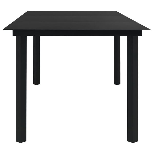 vidaXL Garden Dining Table Black 190x90x74 cm Steel and Glass
