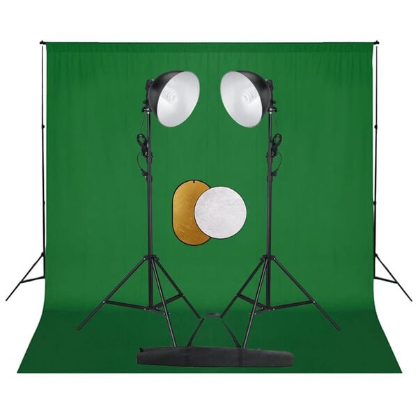 vidaXL Photo Studio Kit with Lights. Backdrop and Reflector