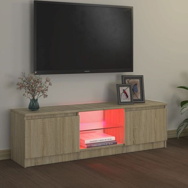 vidaXL TV Cabinet with LED Lights Sonoma Oak 120x30x36 cm