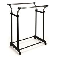 V-Part Clothing Rack Adjustable Height 4 Wheels Double