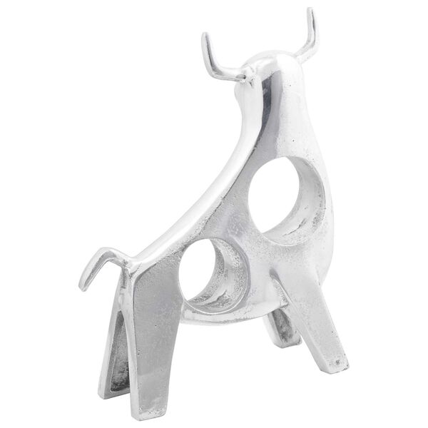 vidaXL Bull Sculpture Silver 22 x 9.5 x 34 cm Aluminium