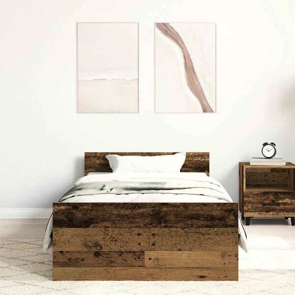 vidaXL Bed Frame without Mattress Old Wood 90x200 cm Engineered Wood