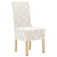 vidaXL 6 pcs Straight Chair Covers Stretch White with Golden Print