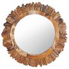 vidaXL Mirror | Natural teak | Solid teak wood and glass | 60 cm diameter