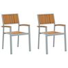 vidaXL Stacking Chair 2 pcs Brown 56 x 57 x 87 cm Solid Acacia Wood