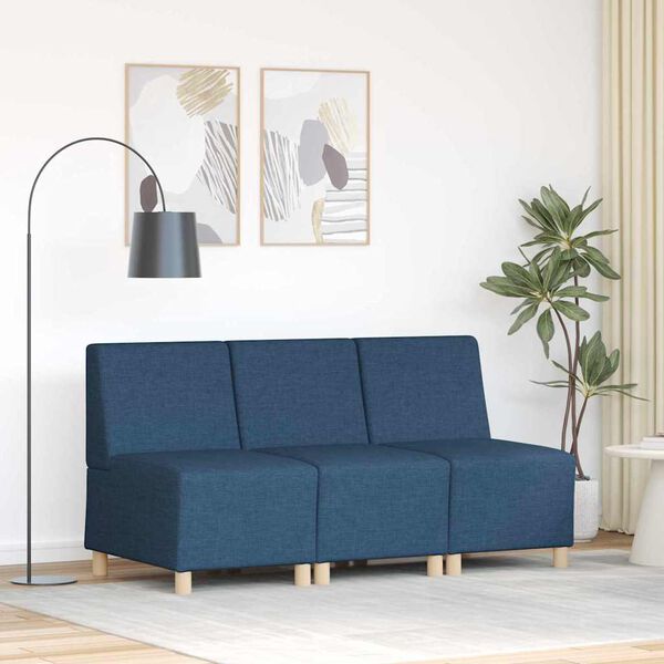 vidaXL Modular Sofa Unit Armless 3 pcs Blue 55 x 74 x 82 cm Fabric