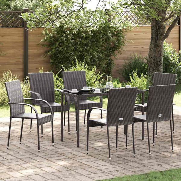 vidaXL Stackable Outdoor Chairs 2 pcs Poly Rattan Brown