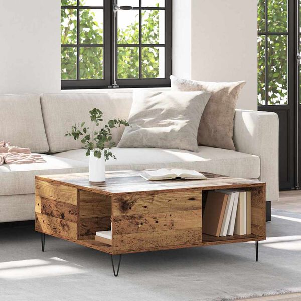 vidaXL Coffee Table Old Wood 80 x 80 x 36.5 cm Engineered Wood