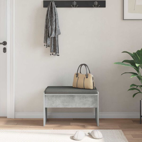 vidaXL Hall Bench with Cushion Concrete Grey 63 x 38 x 40 cm