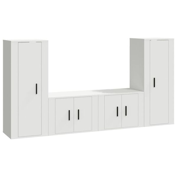 vidaXL 4 Piece TV Cabinet Set White Engineered Wood