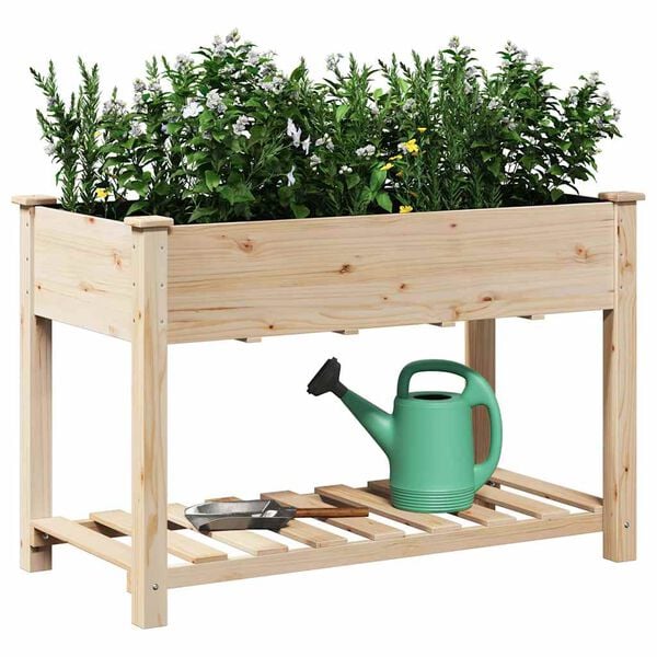 vidaXL Garden Planter Beige 115 x 59 x 76.5 cm Solid Fir Wood