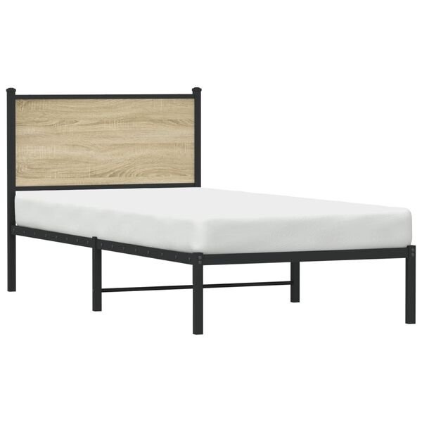 vidaXL Metal Bed Frame without Mattress Sonoma Oak 90x190 cm Single