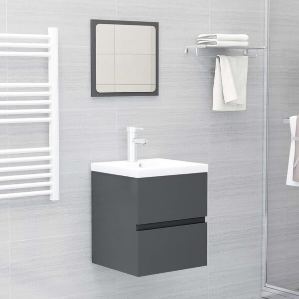 vidaXL Bathroom Furniture Set Grey Engineered Wood