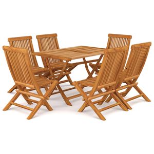 vidaXL 7 Piece Garden Dining Set Solid Teak Wood