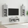 vidaXL 4 Piece TV Wall Cabinets with LED Lights Concrete Grey