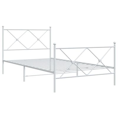 vidaXL Metal Bed Frame with Headboard White 107x203 cm