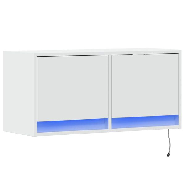 vidaXL TV Wall Cabinet with LED Lights White 80x31x35 cm