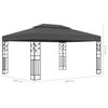 vidaXL Gazebo with Double Roof&LED String Lights 3x4m Anthracite