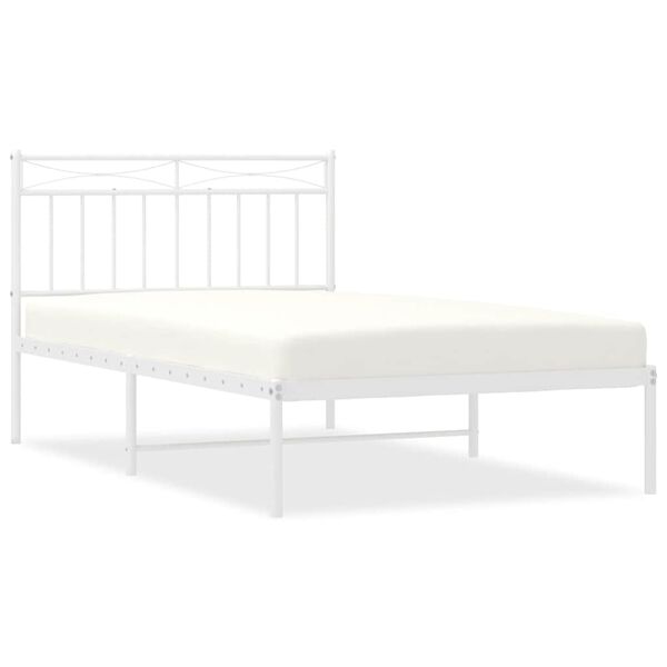 vidaXL Metal Bed Frame without Mattress with Headboard White 100x200cm