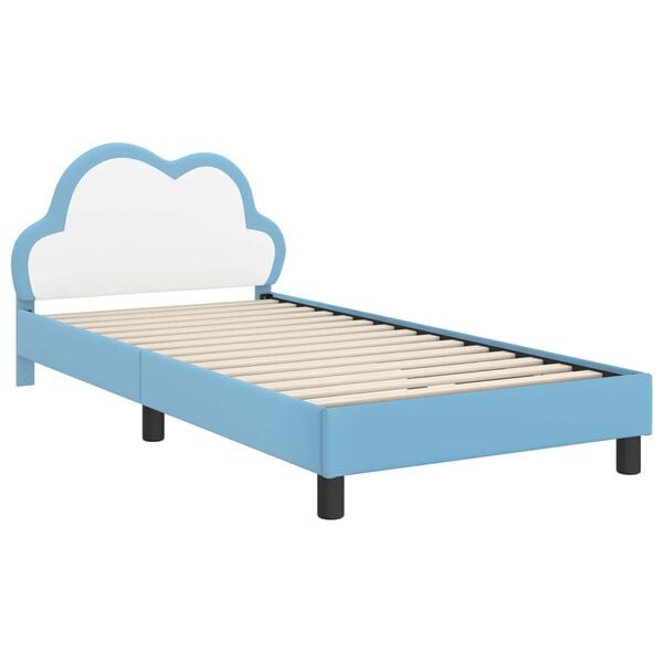 vidaXL Children's Bed Frame with Headboard Blue 90 x 200 cm PU