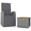 vidaXL 2 Piece Garden Lounge Set Grey Poly Rattan&Solid Wood Acacia