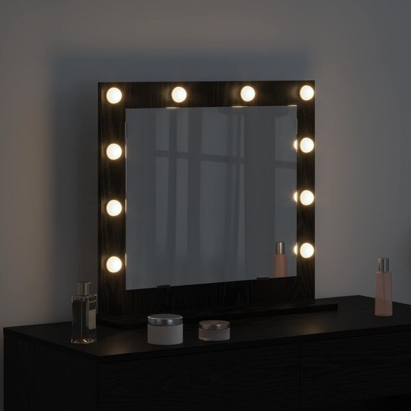 vidaXL Vanity Mirror Rectangular with Mirror Black Oak 60 x 55 x 18 cm