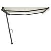 vidaXL Freestanding Manual Retractable Awning 450x350 cm Cream