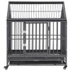 vidaXL Dog Cage with Wheels and Roof Steel 92x62x106 cm