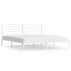 vidaXL Metal Bed Frame without Mattress with Headboard White 180x200cm