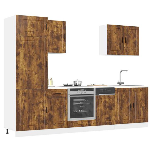 vidaXL 7 Piece Kitchen Cabinet Set Porto Smoked Oak Engineered Wood