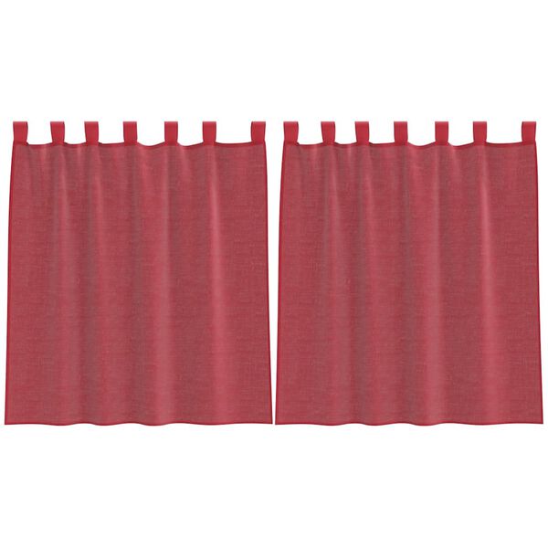 vidaXL Voile Curtains with Rod Pockets 2 pcs Wine Red