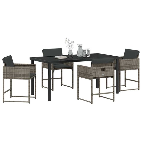 vidaXL Garden Dining Set 5 pcs Grey Poly Rattan