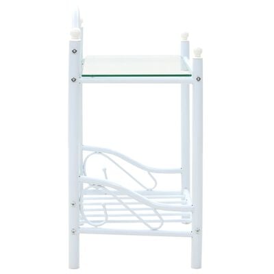 vidaXL Bedside Table Steel and Tempered Glass 45x30.5x60 cm White