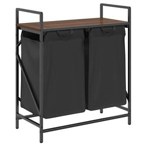 vidaXL Laundry Basket 2 Compartments with Shelf Brown Oak