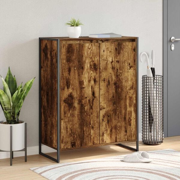 vidaXL Shoe Cabinet Smoke Oak 79 x 36 x 100 cm Engineered Wood