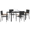 vidaXL Garden Dining Set 5 pcs Black Poly Rattan