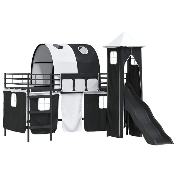vidaXL Kids'Loft Bed Frame Black 79.5 x 200 cm Metal