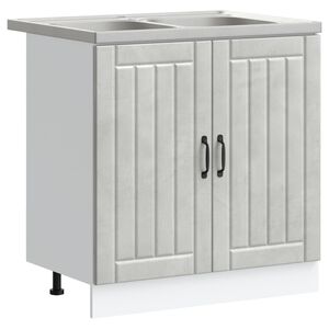 vidaXL Sink Base Cabinet Lucca 2 pcs Concrete Grey Engineered Wood