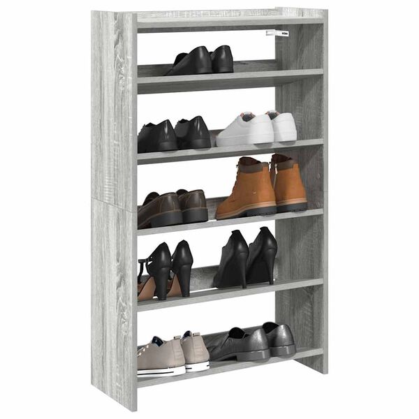 vidaXL Shoe Rack Grey Sonoma 60x25x100 cm Engineered Wood