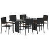 vidaXL Garden Dining Set 7 pcs Black Poly Rattan