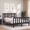 vidaXL Bed Frame without Mattress Black Double Solid Wood Pine