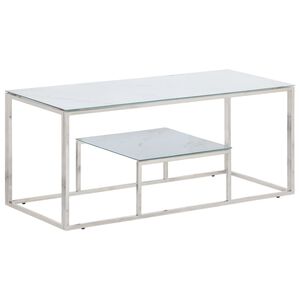 vidaXL Coffee Table Silver Stainless Steel and Tempered Glass