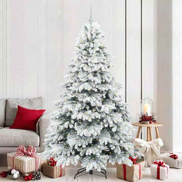 vidaXL Artificial Christmas Tree with 300 LEDs White 210 cm PE and PVC